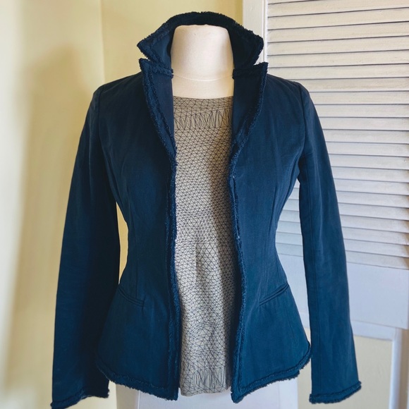 United Arrows Japan Fringed Cotton Blend Blazer - Picture 2 of 8